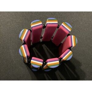 Marion Godard Paris 6 Layers Runway Piece 3.25 Stretch Bracelet Lucite